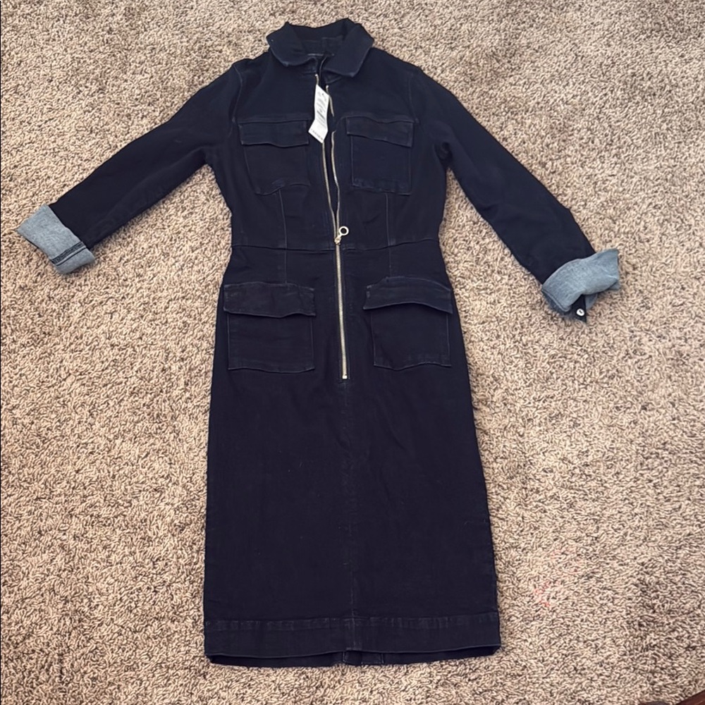 White House Black Market Navy Zip-Up Dress